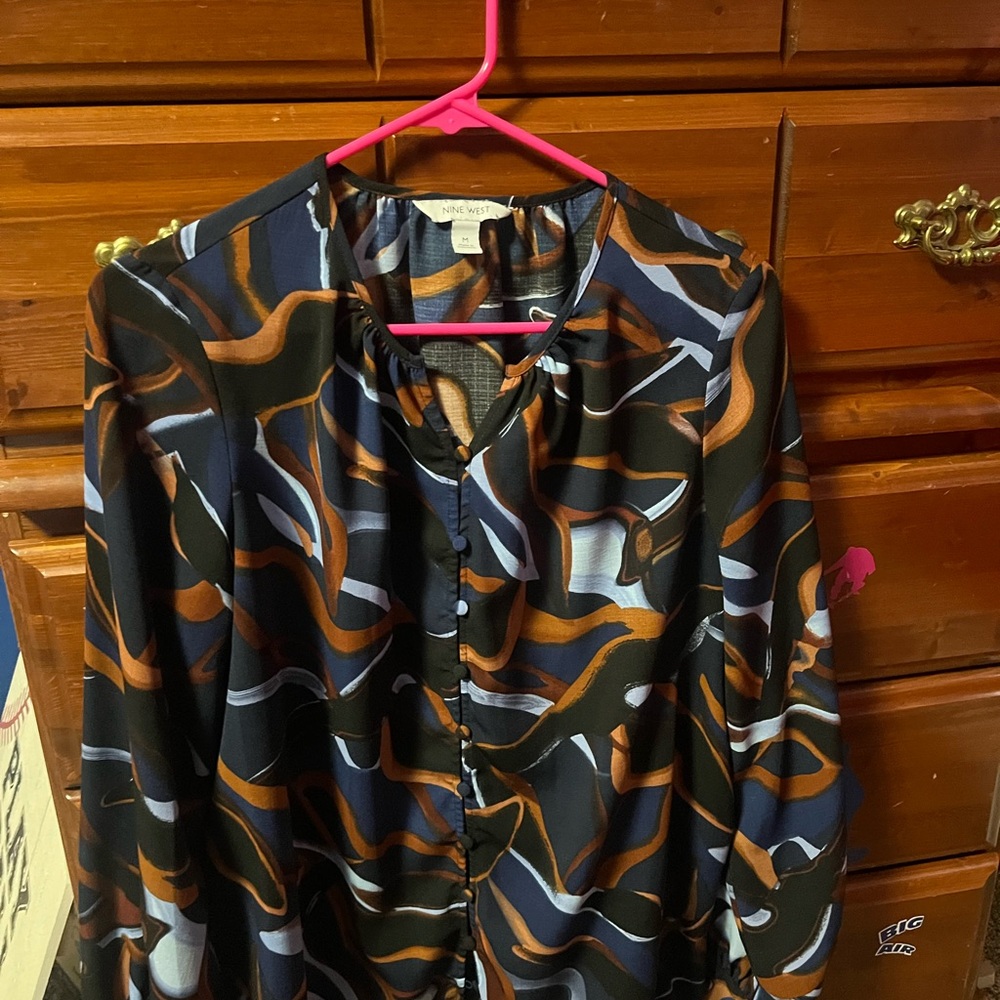 Nine West Abstract Patterned Blouse-size medium